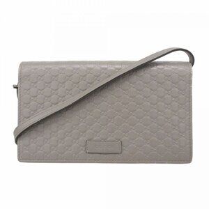 Gucci Shoulder Wallet Micro Guccissima Leather Gray Gold